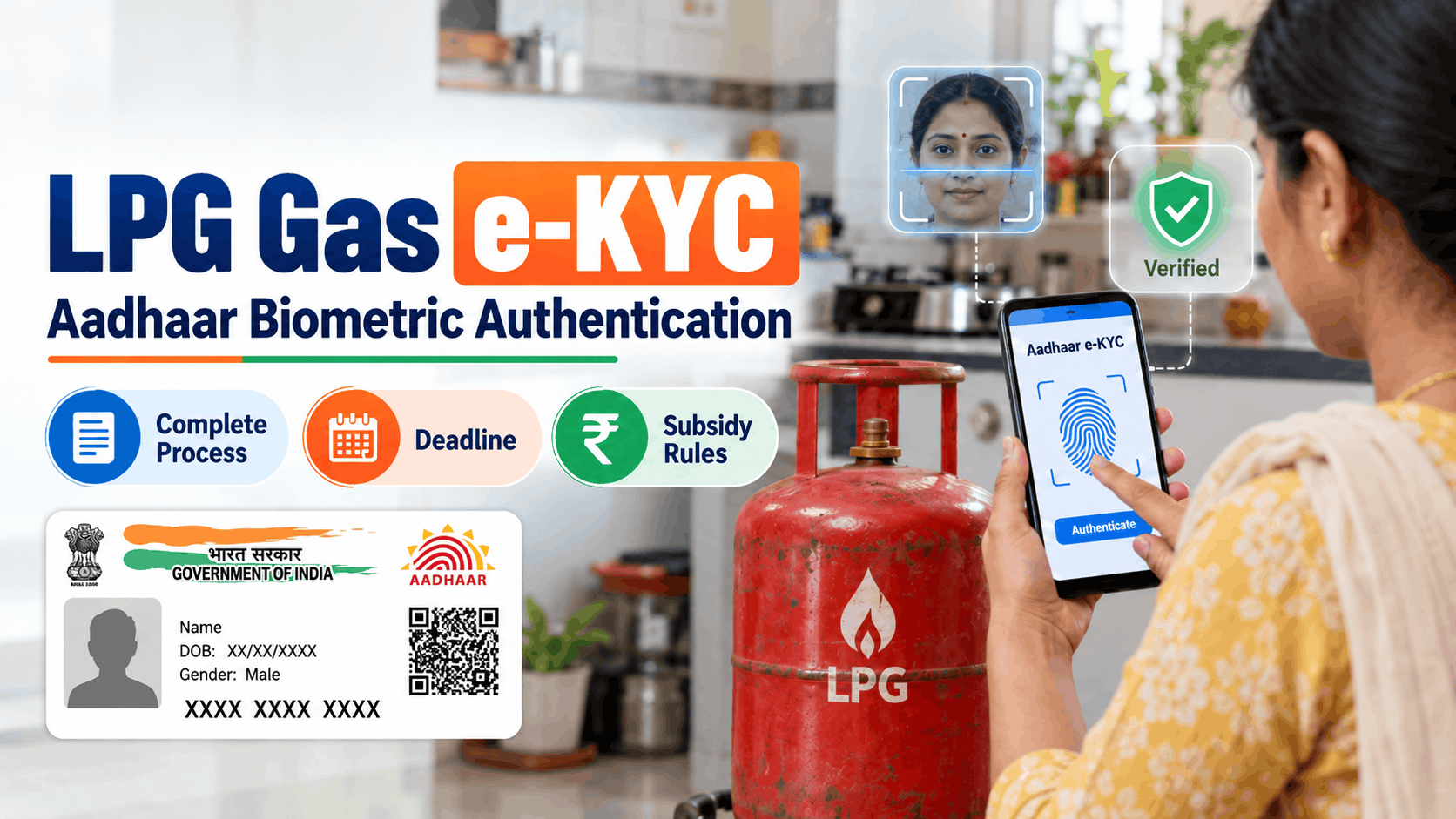 LPG Gas e-KYC (Aadhaar Biometric Authentication): Complete Process, Deadline and Subsidy Rules