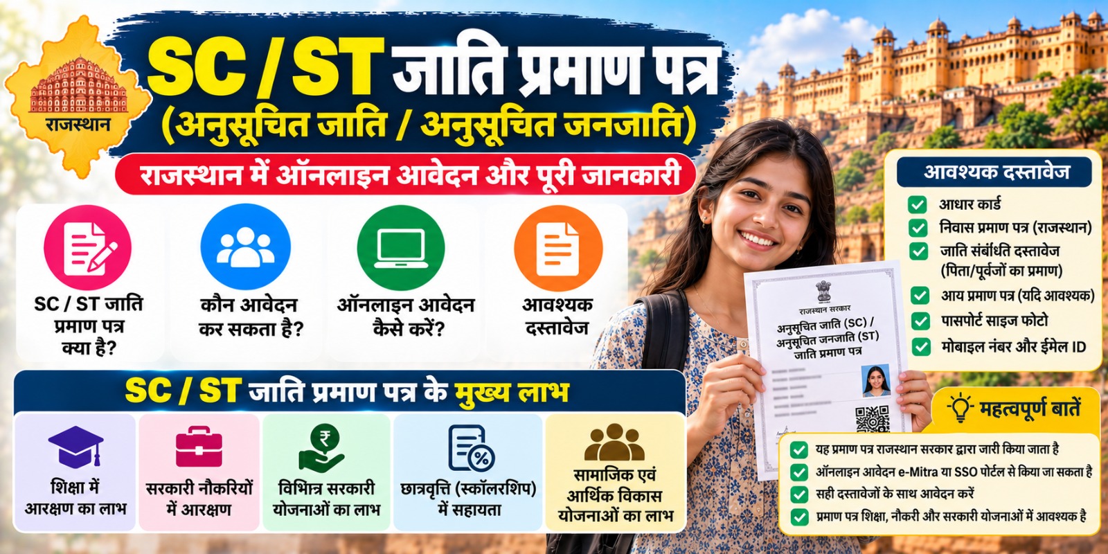 SC / ST Caste Certificate in Rajasthan 2026: How to Apply Online, Documents Required and Validity